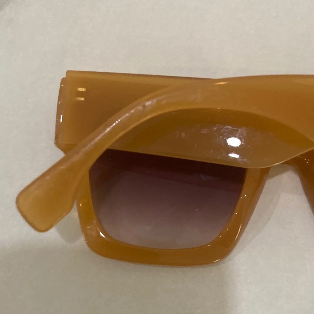 Oversized Square Sunglasses in Tan with Gradient Lenses